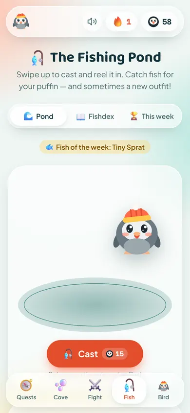 Puffin Quest Fishing Pond screen